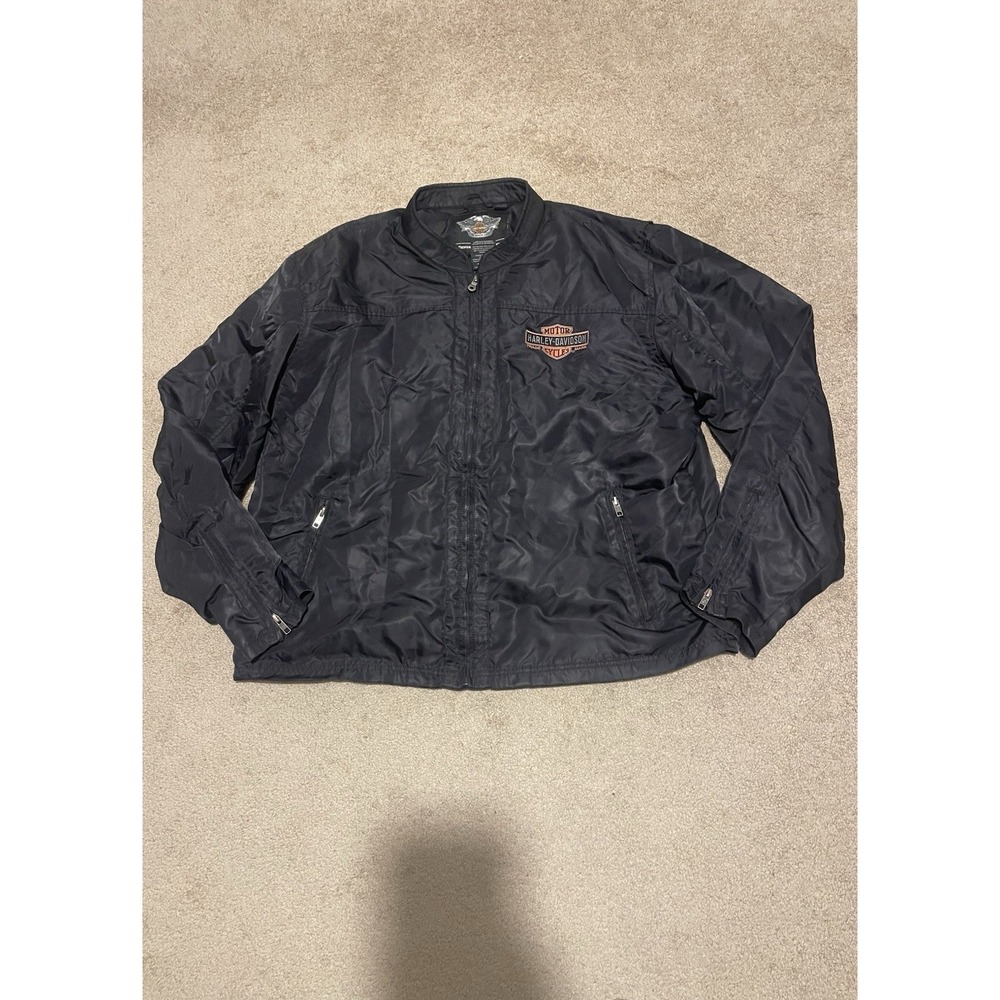 Harley Davidson Nylon Motorcycle Jacket Black Men Size 2XL